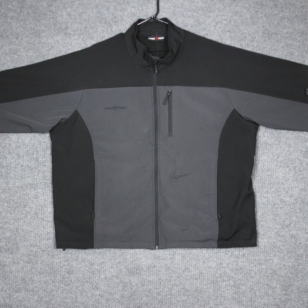 Free‎ Tech Mens Full Zip Jacket Black Grey Color Block Activewear Size 3XL